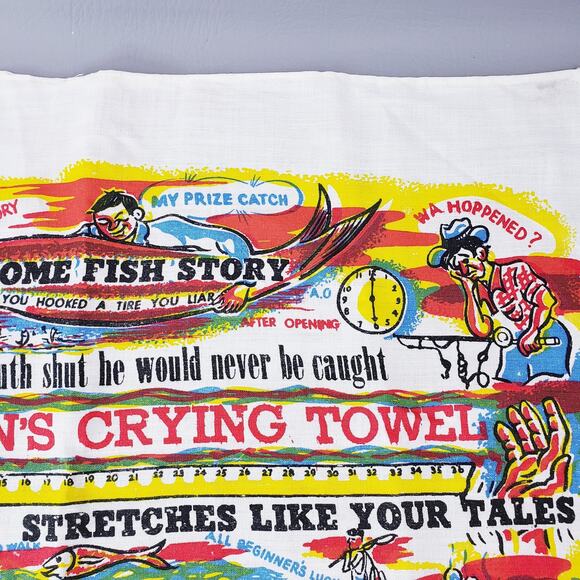 Fishermen's Crying Towel Weeping Vintage Fishing Angler 1950 50s Fisherman Art - Picture 3 of 11